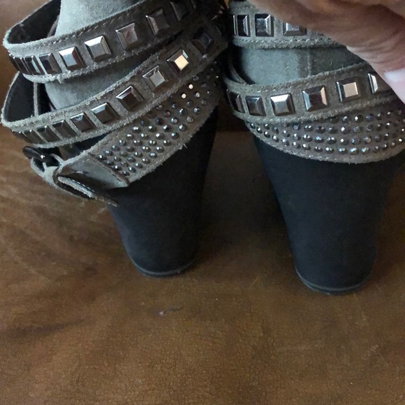 Janet sport suede shoes gray wedge low boots 11 - Picture 3 of 10